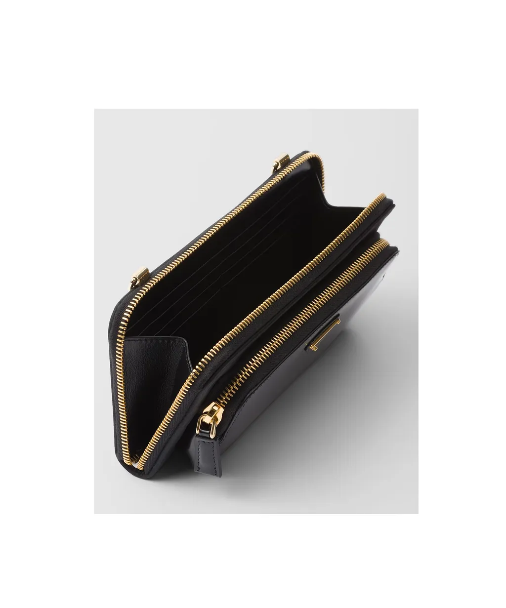 Re-Nylon And Brushed Leather Wallet