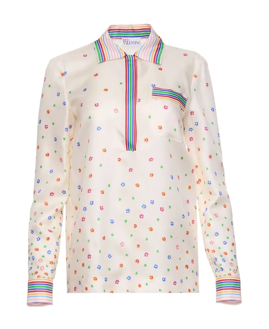Redvalentino Flowers Printed Satin Top