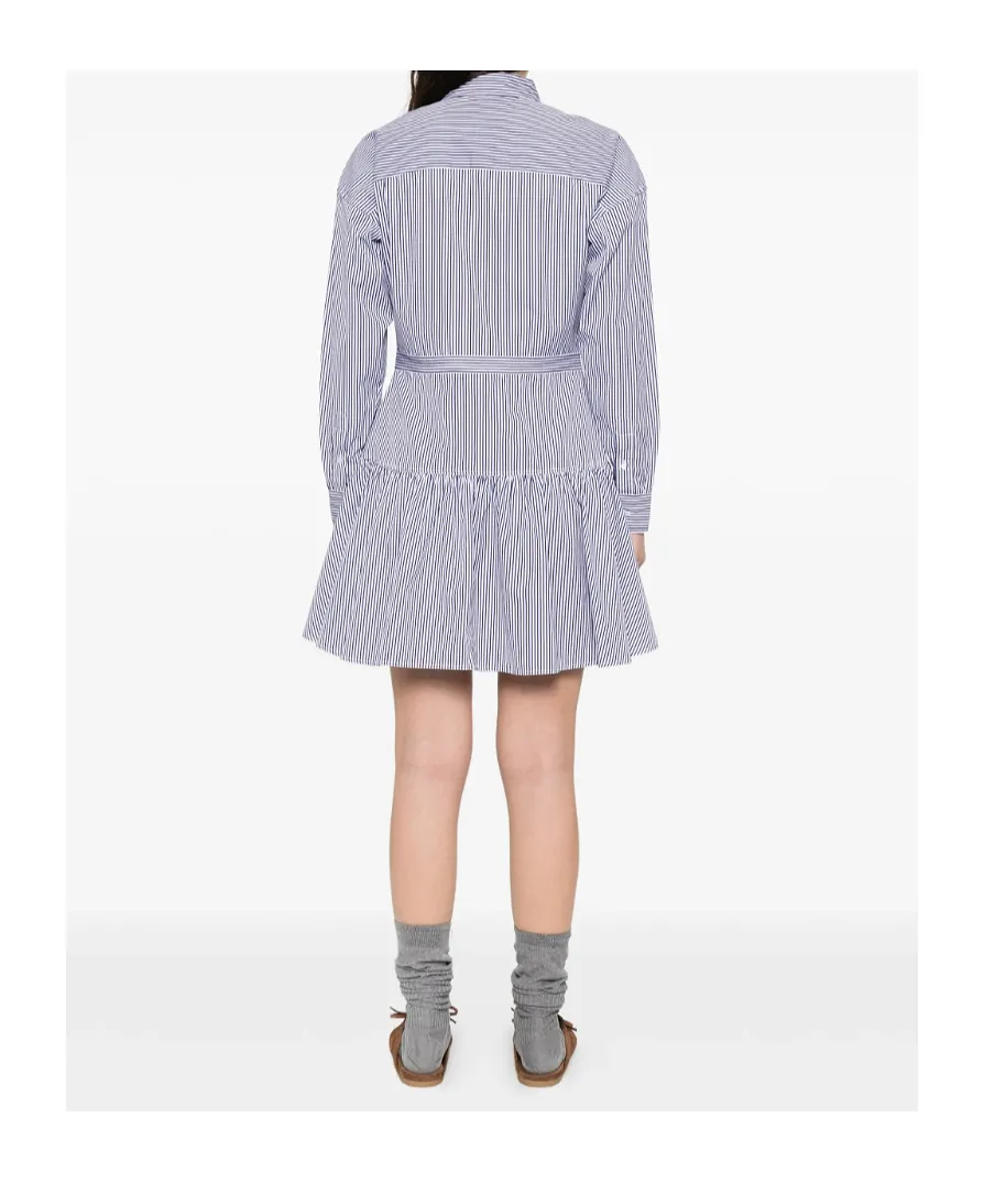 Striped Ruffle Midi Shirt Dress