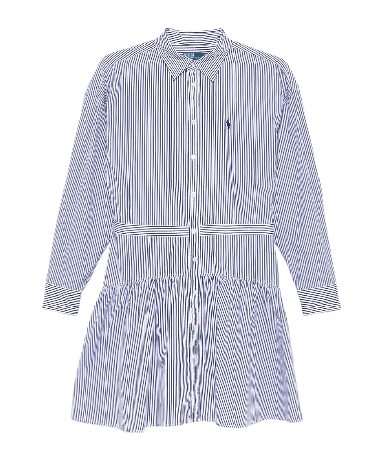 Striped Ruffle Midi Shirt Dress