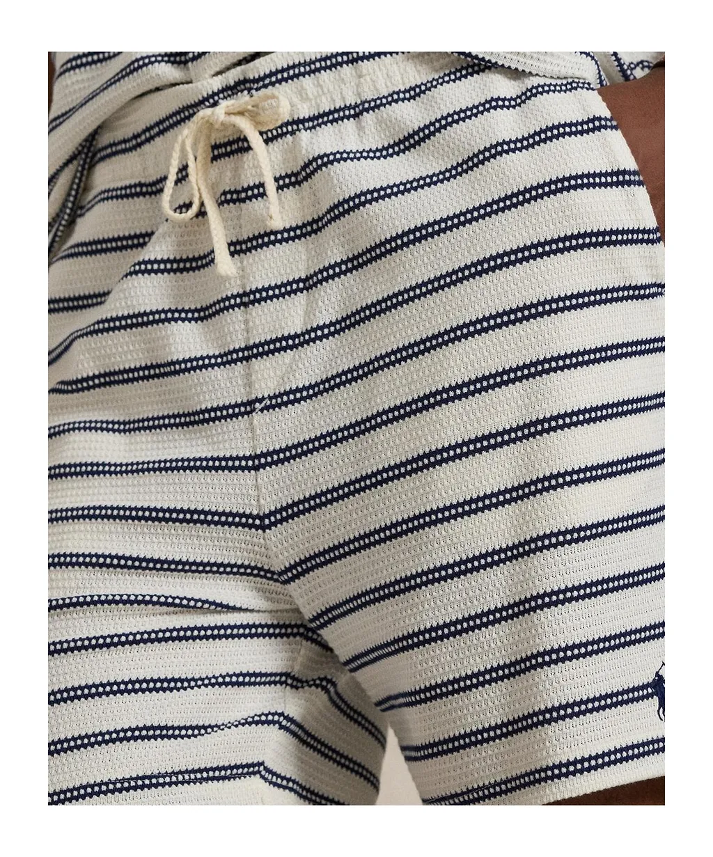 Striped-Pattern Drawstring Shorts