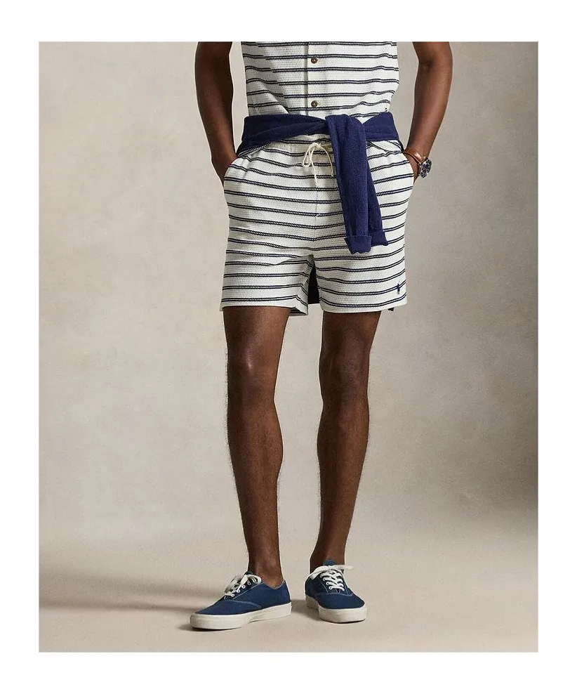 Striped-Pattern Drawstring Shorts