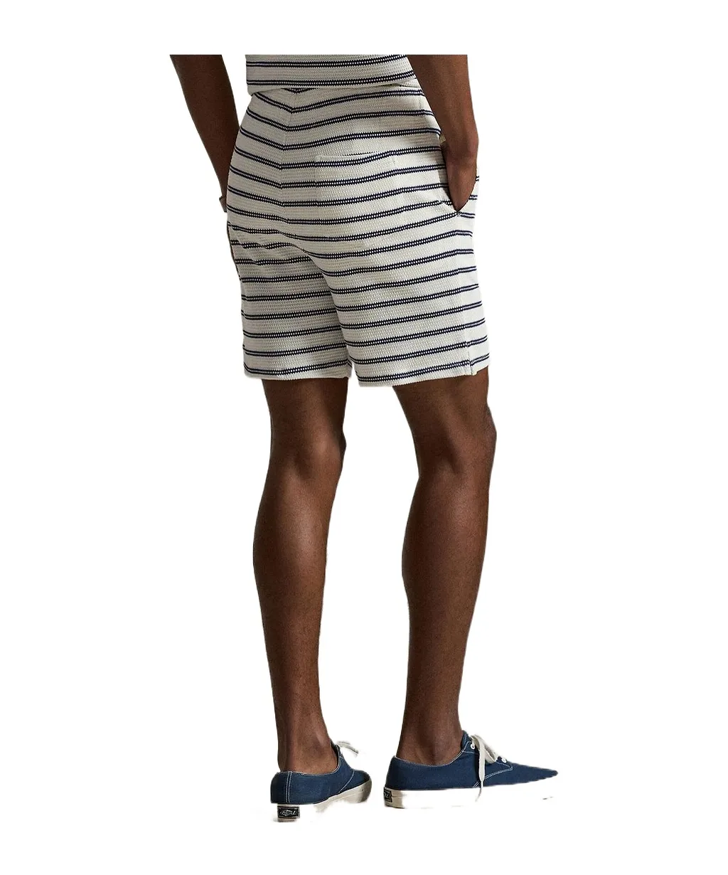 Striped-Pattern Drawstring Shorts
