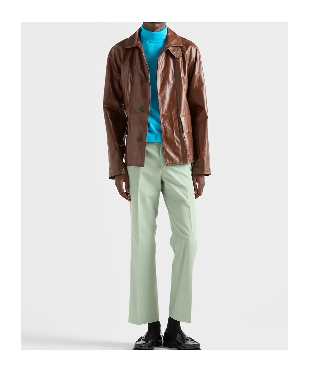 Vintage-Look Leather Blouson Jacket