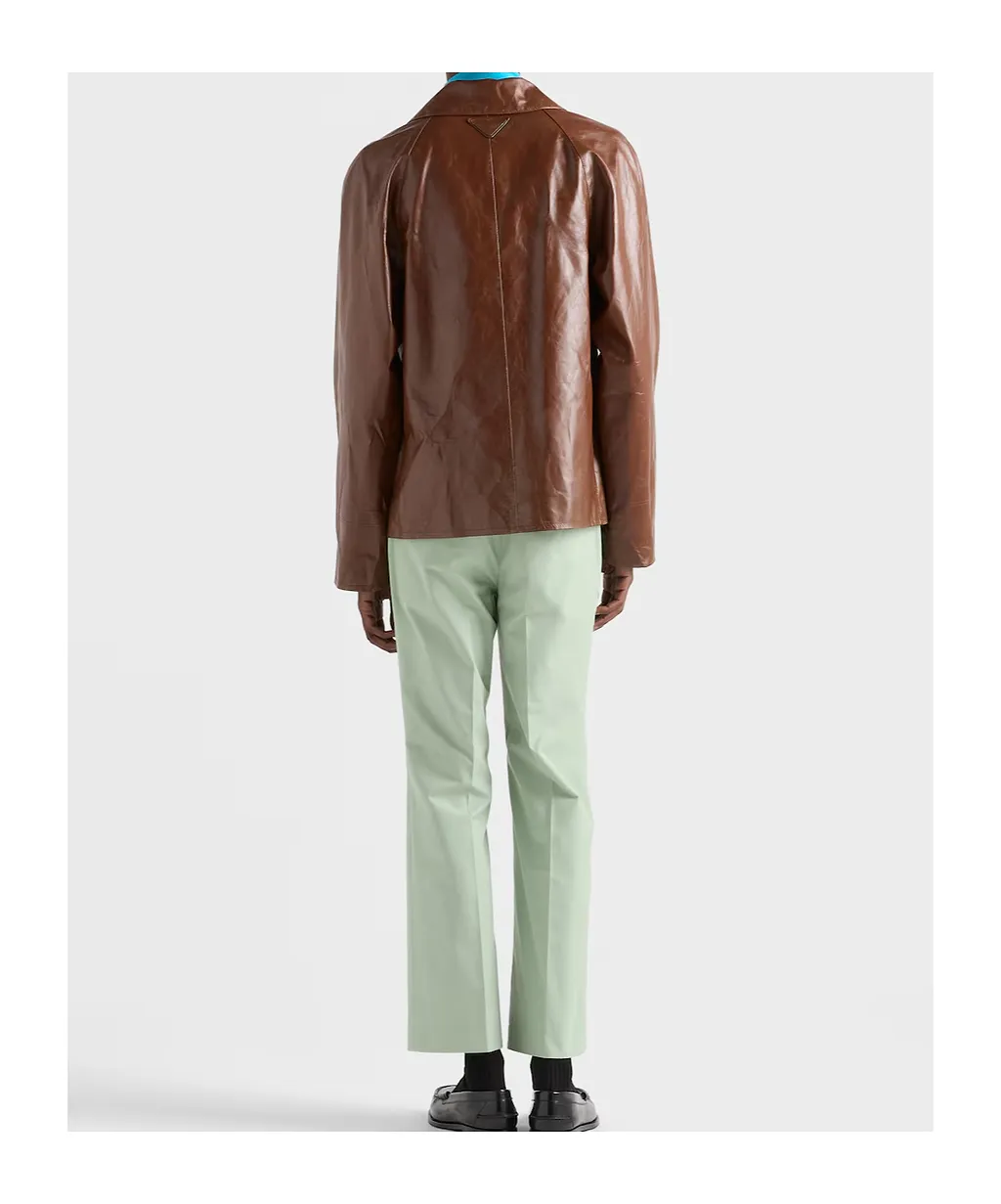 Vintage-Look Leather Blouson Jacket
