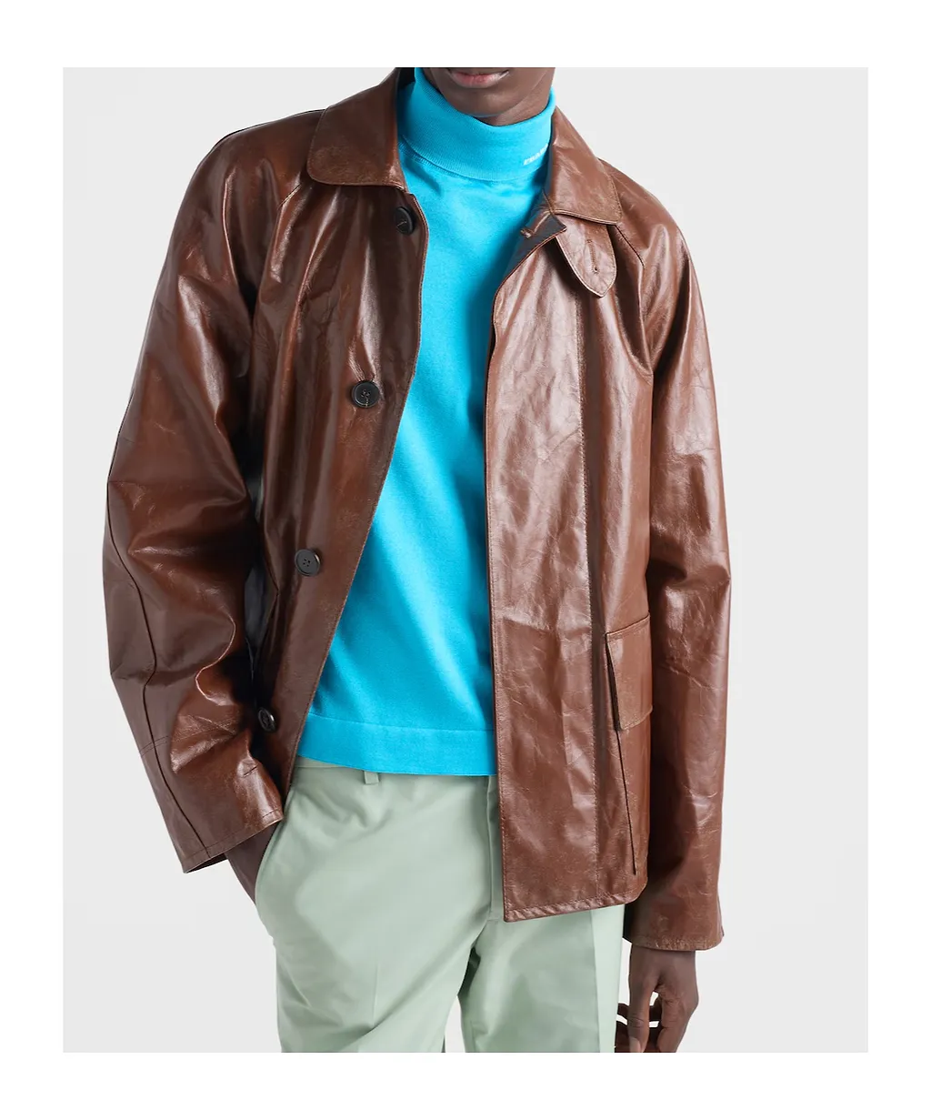 Vintage-Look Leather Blouson Jacket