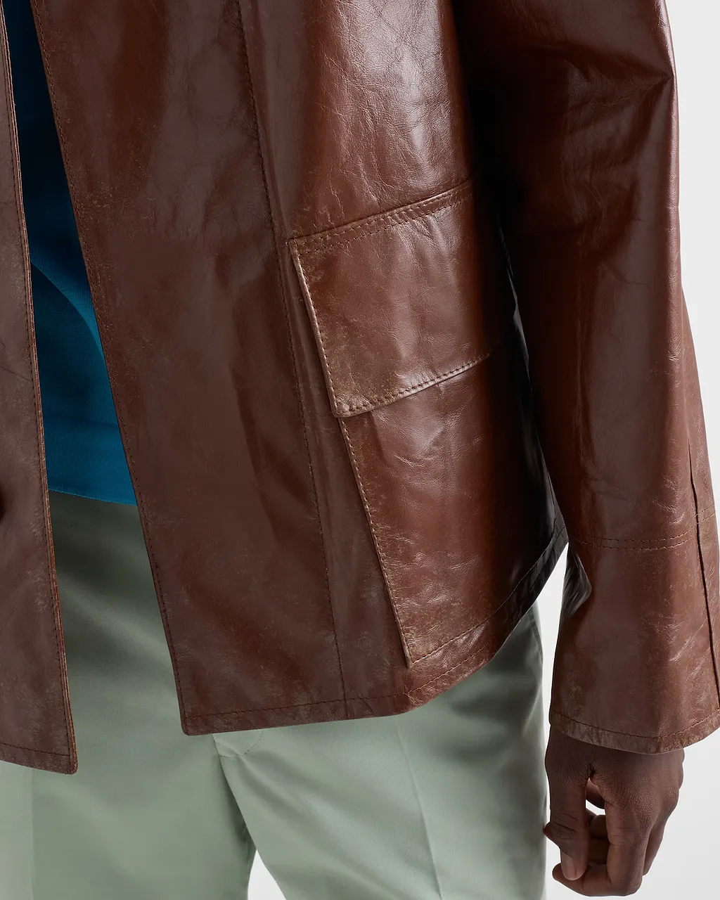 Vintage-Look Leather Blouson Jacket