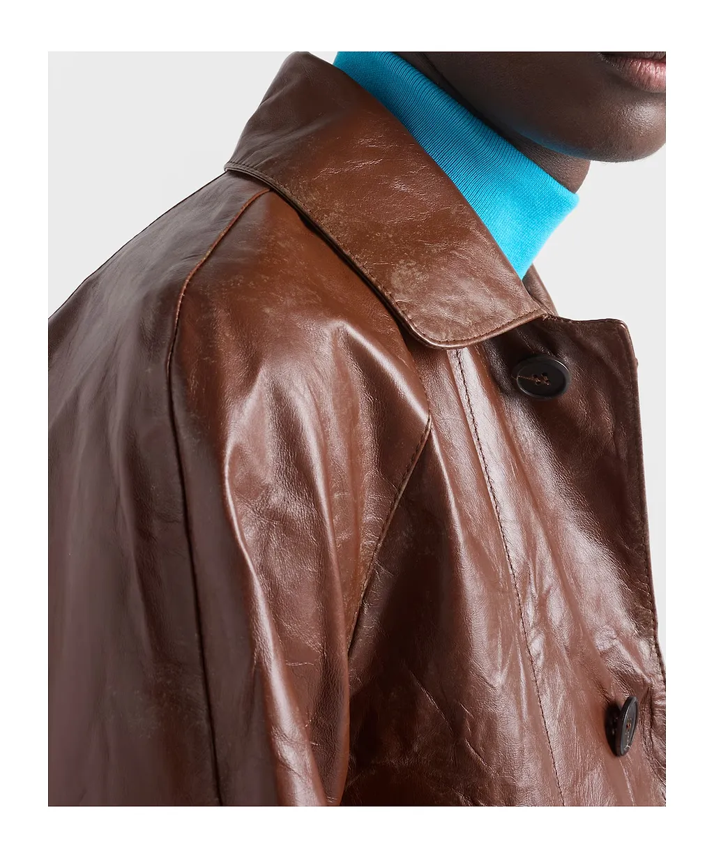 Vintage-Look Leather Blouson Jacket