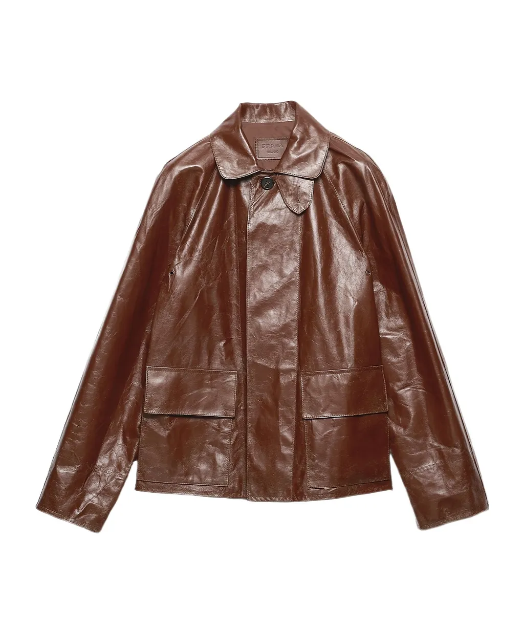 Vintage-Look Leather Blouson Jacket
