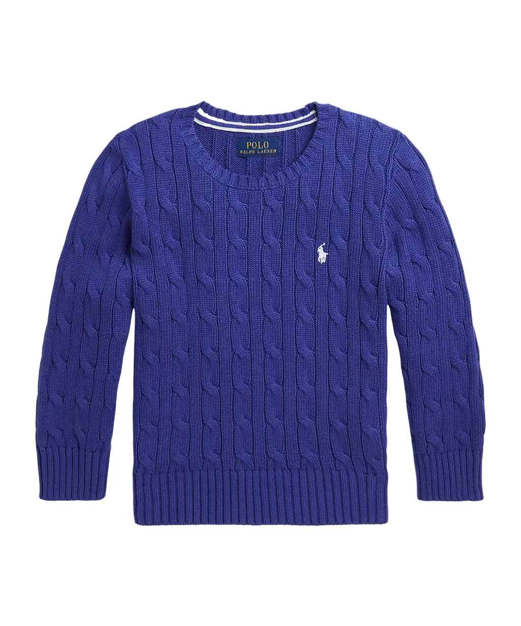 Logo-Embroidered Cable-Knit Jumper