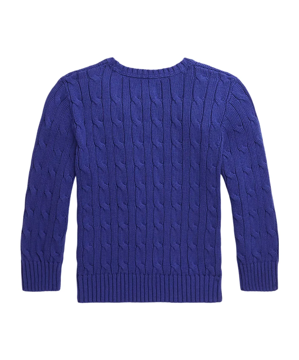 Logo-Embroidered Cable-Knit Jumper