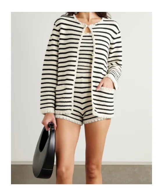 Henry Embellished Striped Knitted Cardigan