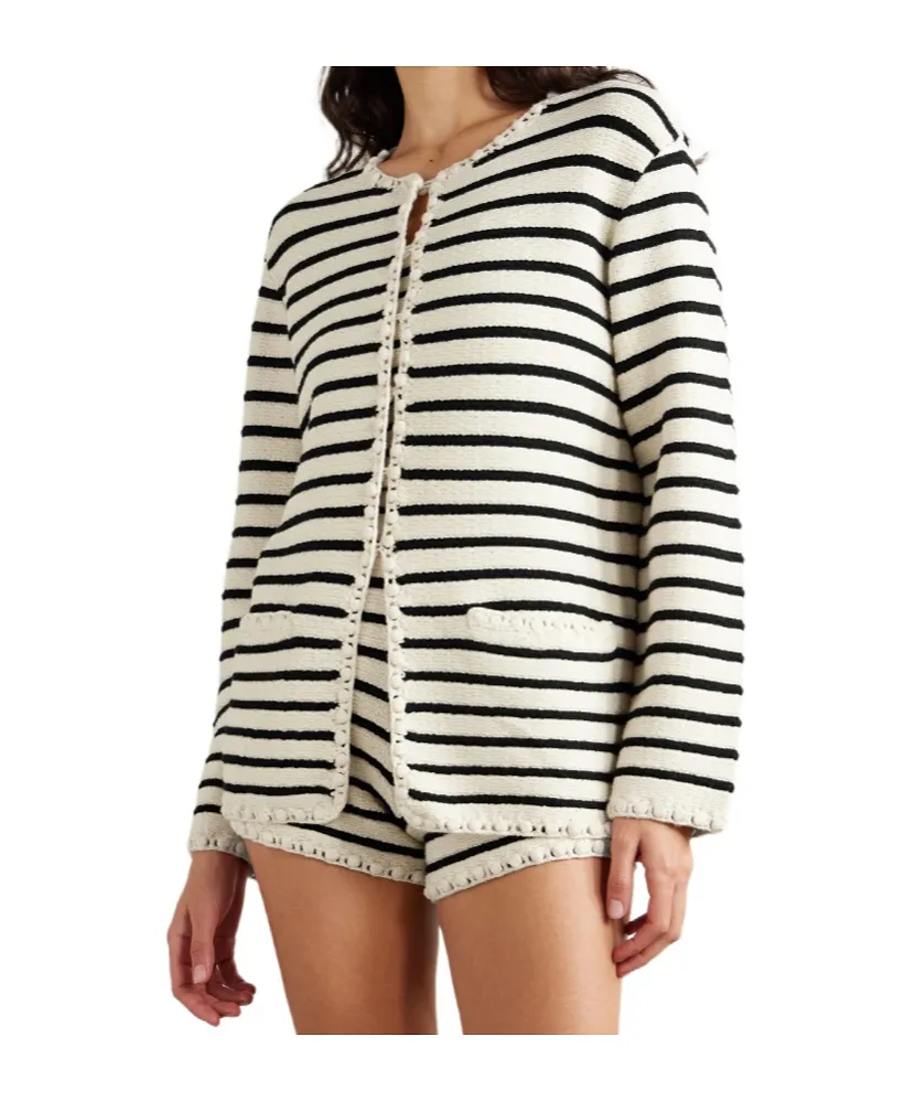 Henry Embellished Striped Knitted Cardigan