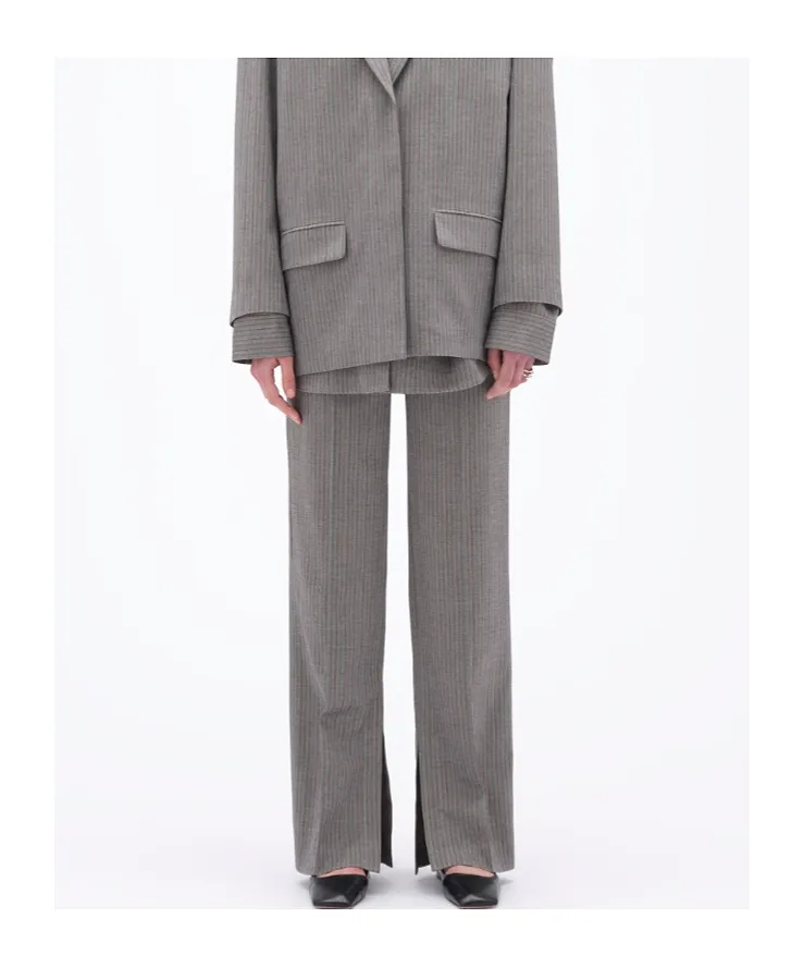 Herringbone-Pattern Striped Trousers