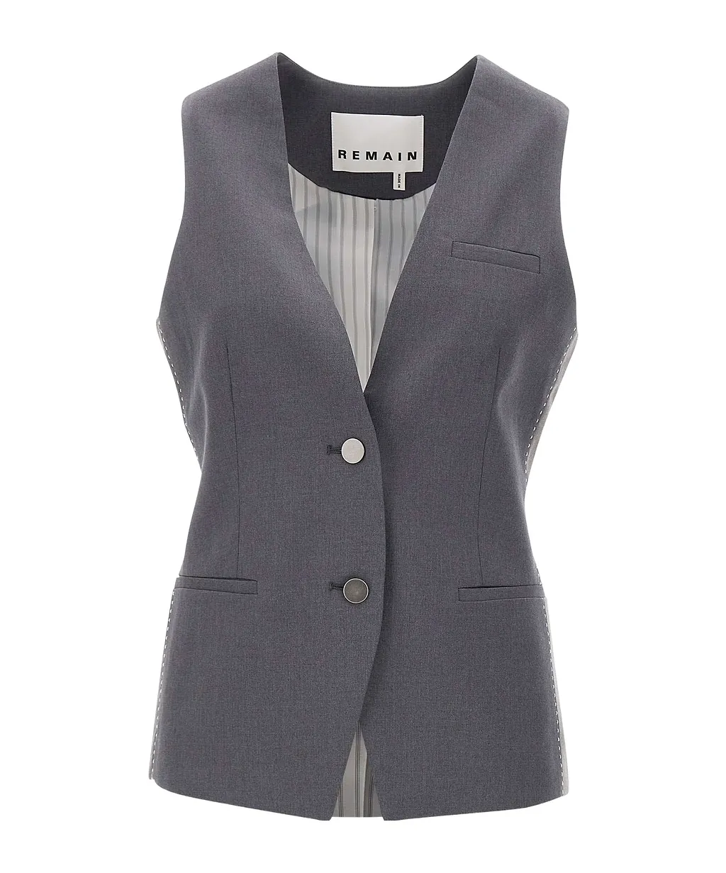 V-Collar Button Vest
