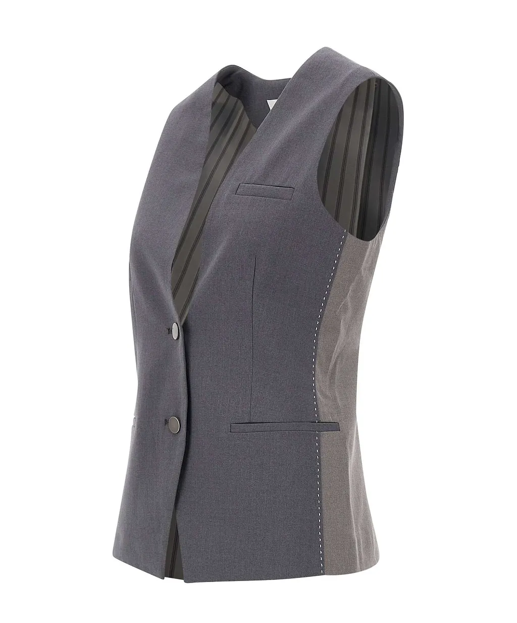 V-Collar Button Vest