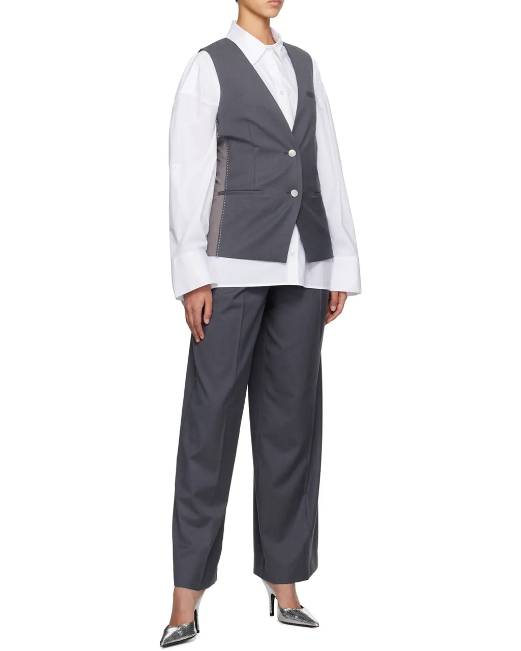 V-Collar Button Vest