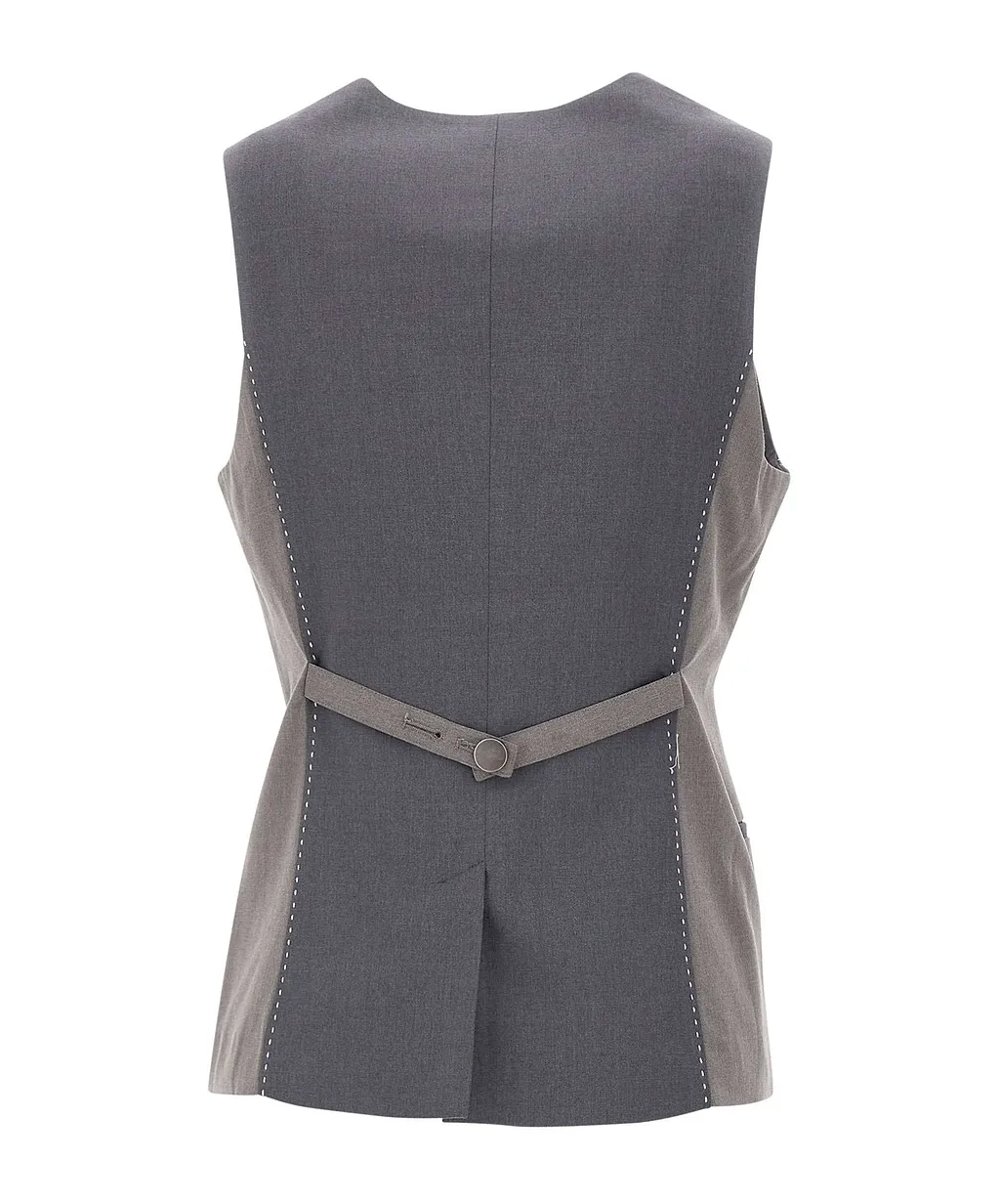 V-Collar Button Vest