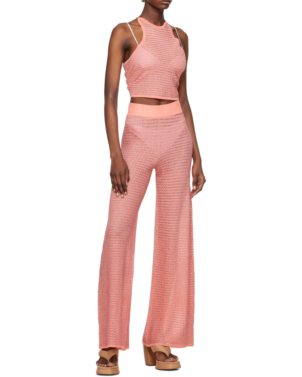 Striped Elastic Waist Casual Pants
