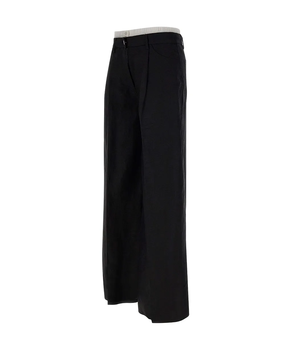 Wide-Leg Button Casual Pants