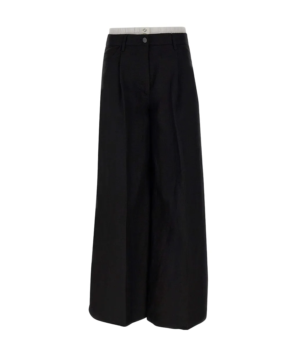 Wide-Leg Button Casual Pants