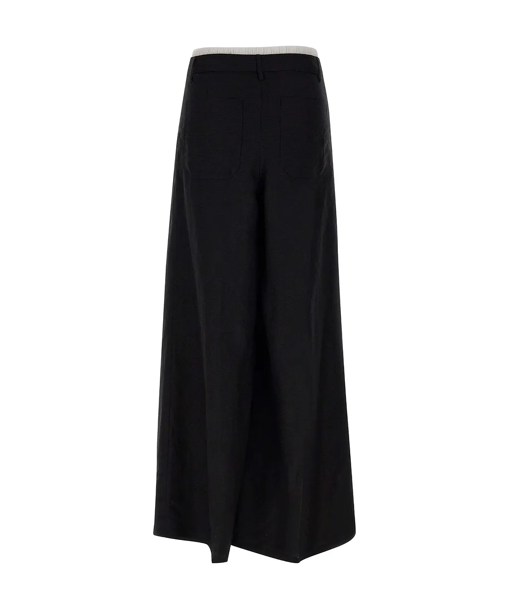Wide-Leg Button Casual Pants