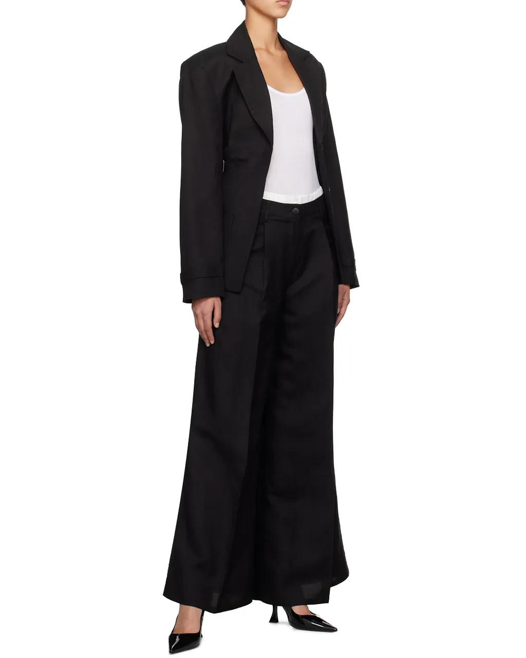 Wide-Leg Button Casual Pants