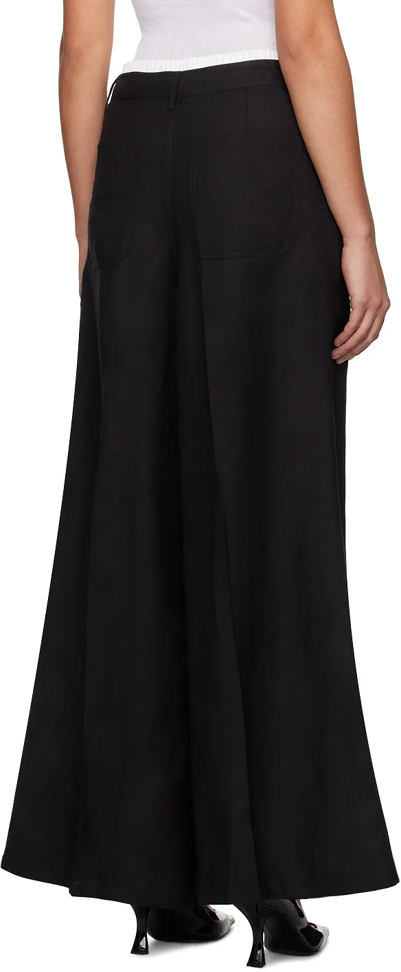 Wide-Leg Button Casual Pants