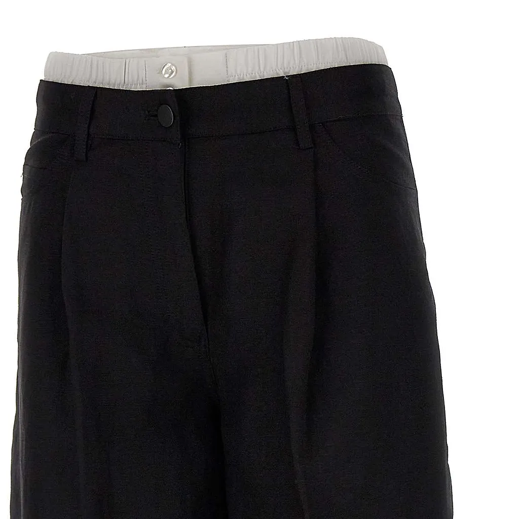 Wide-Leg Button Casual Pants