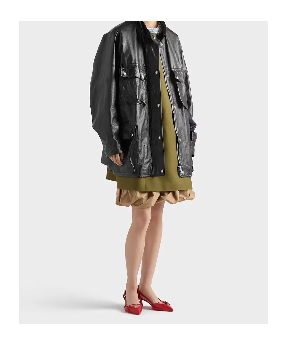 Antiqued Leather Caban Jacket