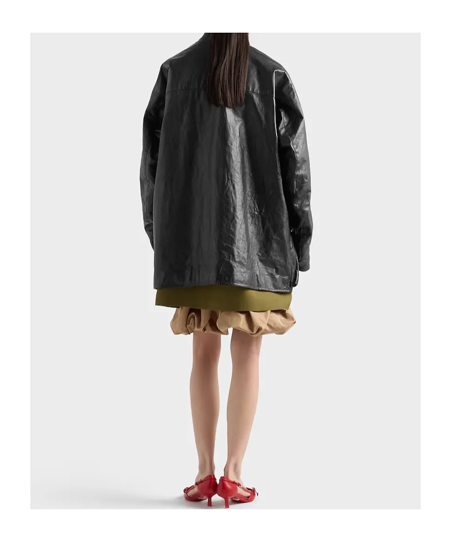 Antiqued Leather Caban Jacket