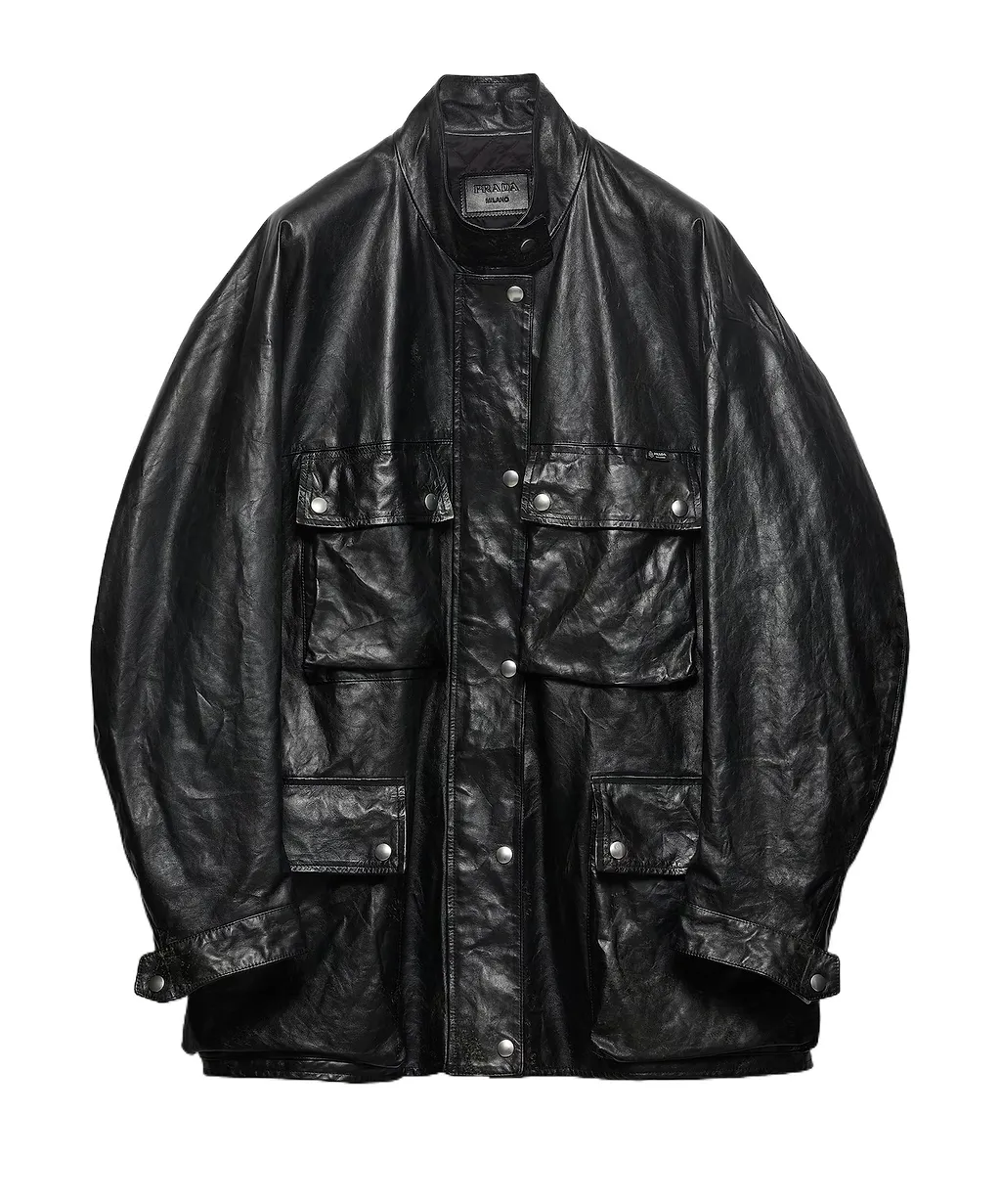 Antiqued Leather Caban Jacket