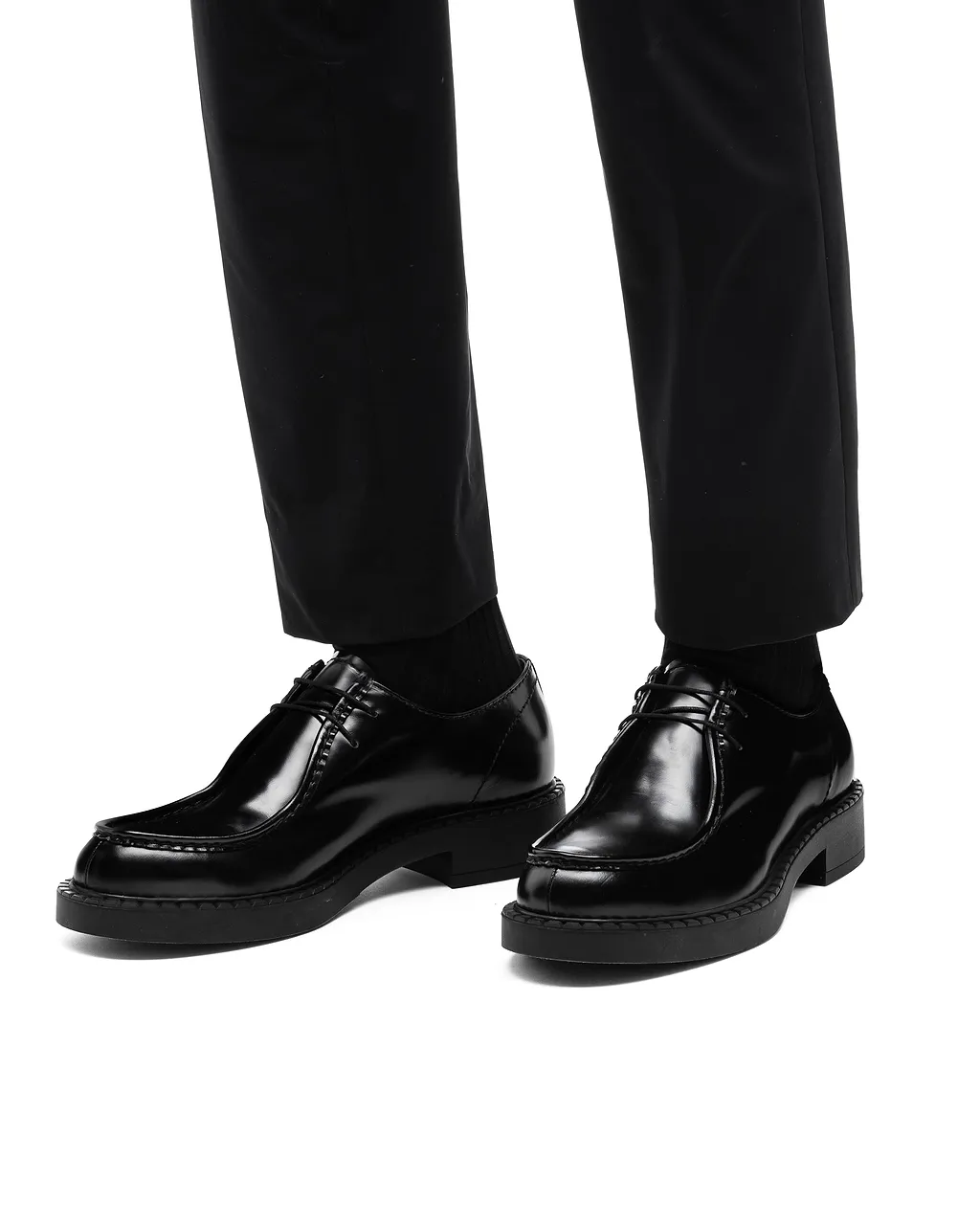 Brushed Leather Lace-Up Shoes