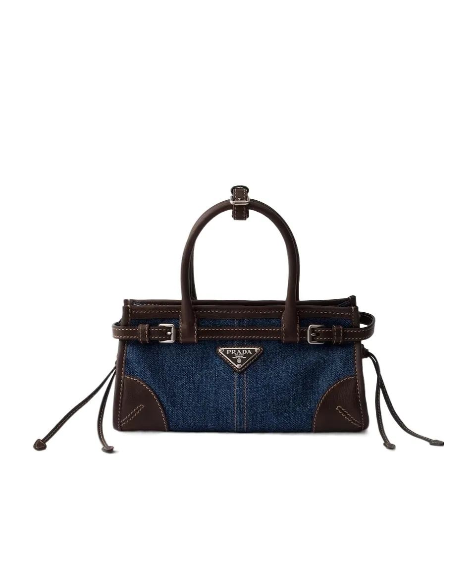 Prada Bonnie Small Denim And Leather Handbag