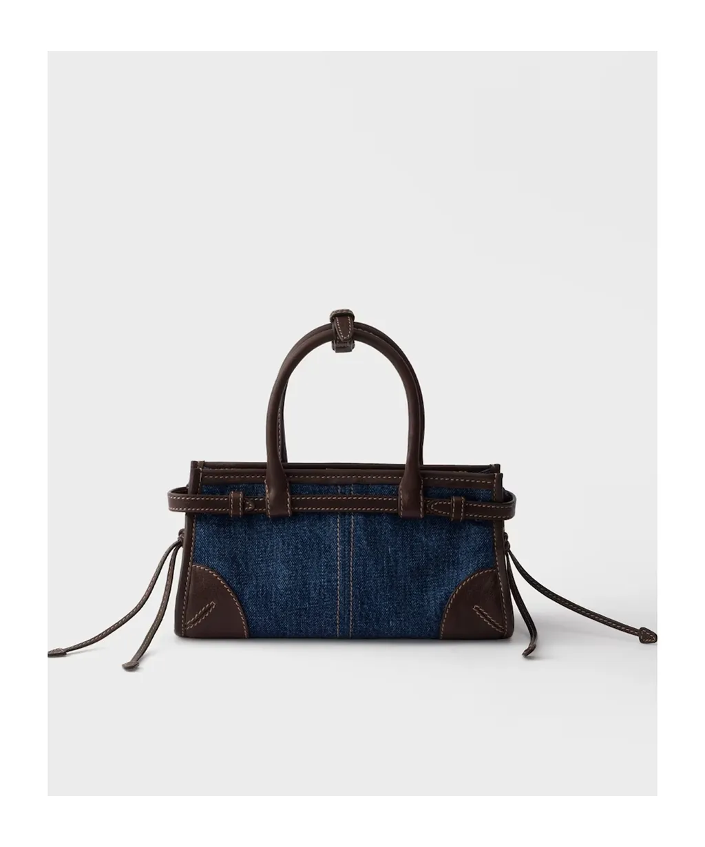 Prada Bonnie Small Denim And Leather Handbag