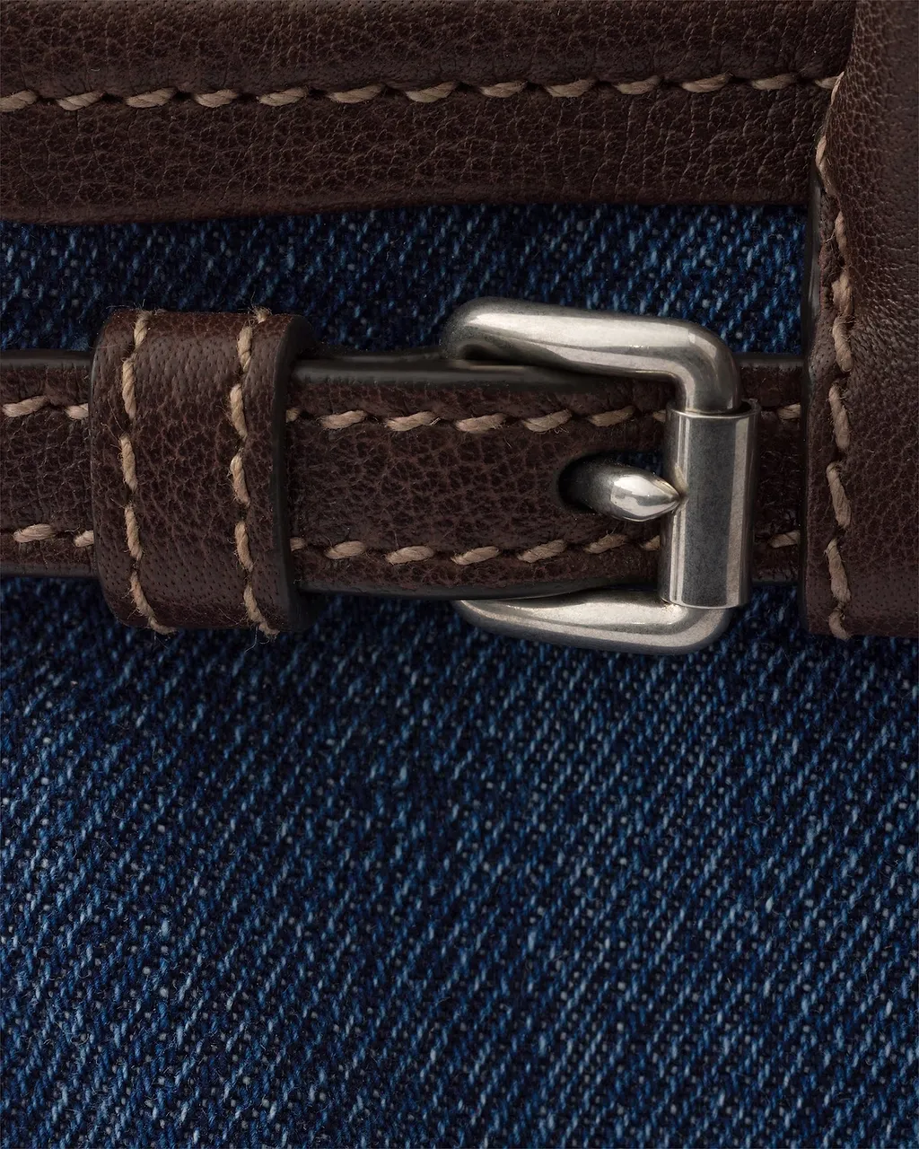 Prada Bonnie Small Denim And Leather Handbag