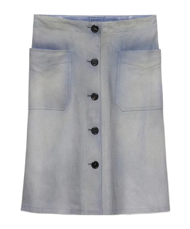 Buttoned Suede Skirt