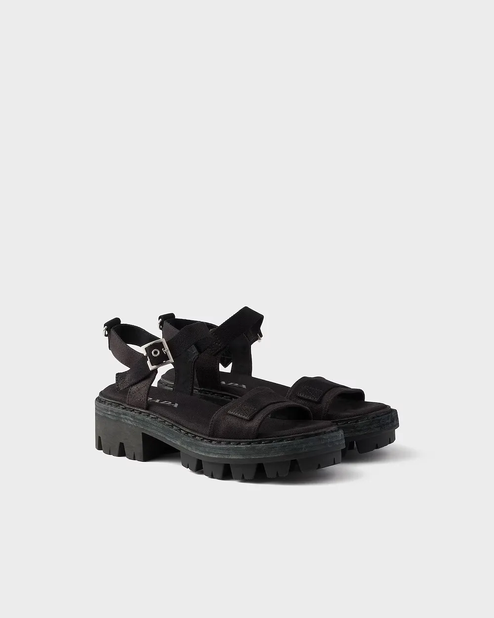 Prada Buckle Strap Platform Heeled Sandals