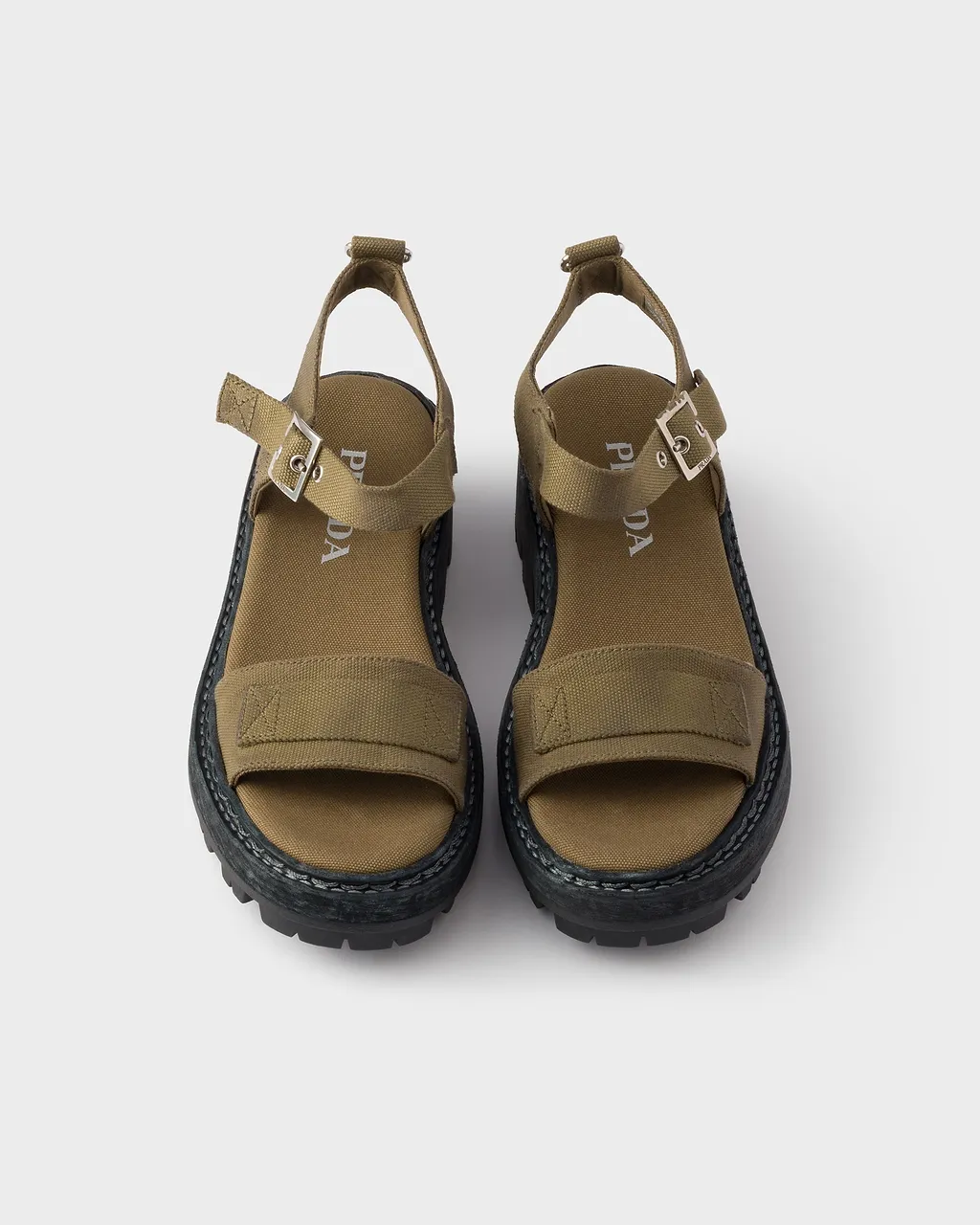 Prada Buckle Strap Platform Heeled Sandals
