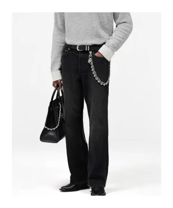 Represent Frayed-Hem Straight Jeans