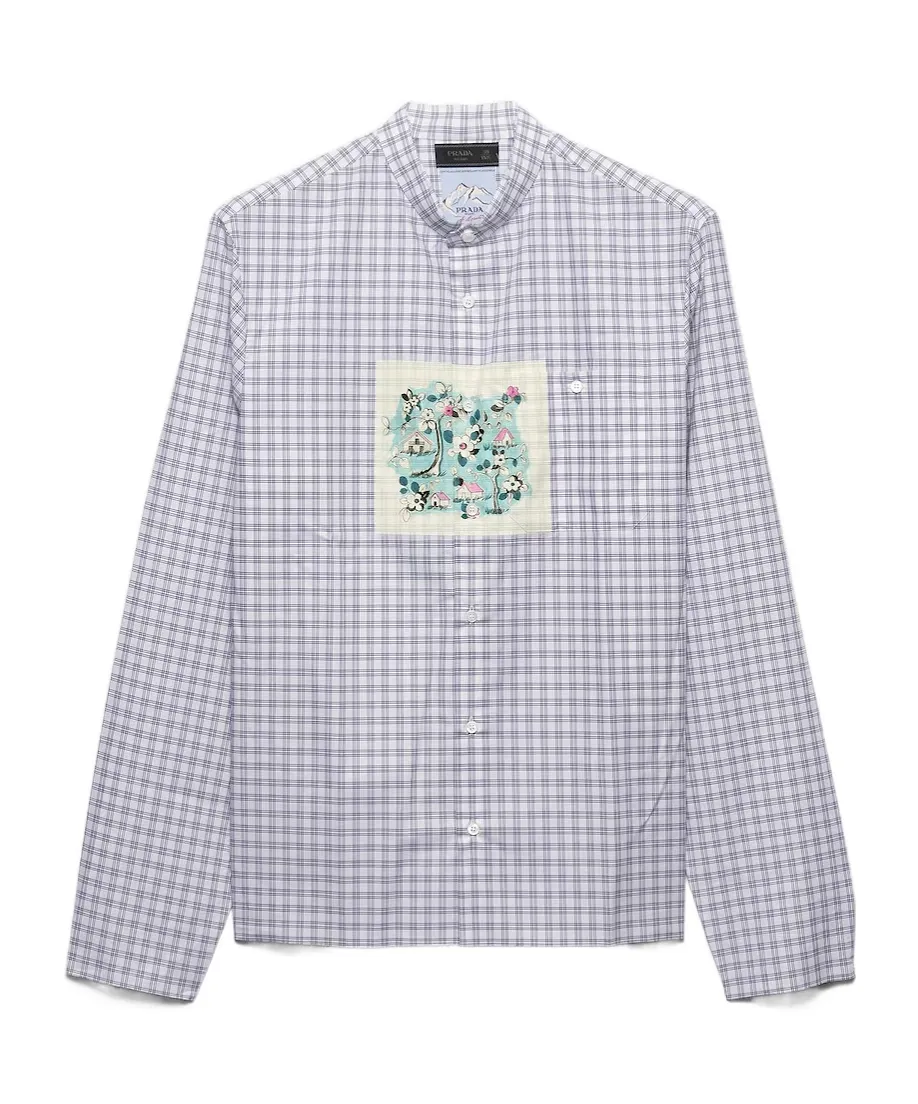 Prada Check Printed-Patch Shirt