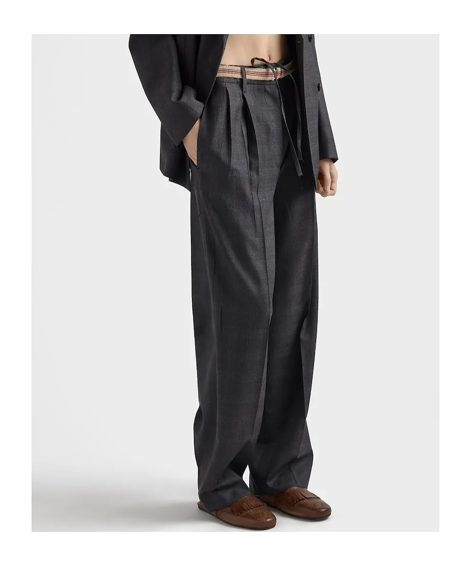 Prada Pleated Wide-Leg Pants