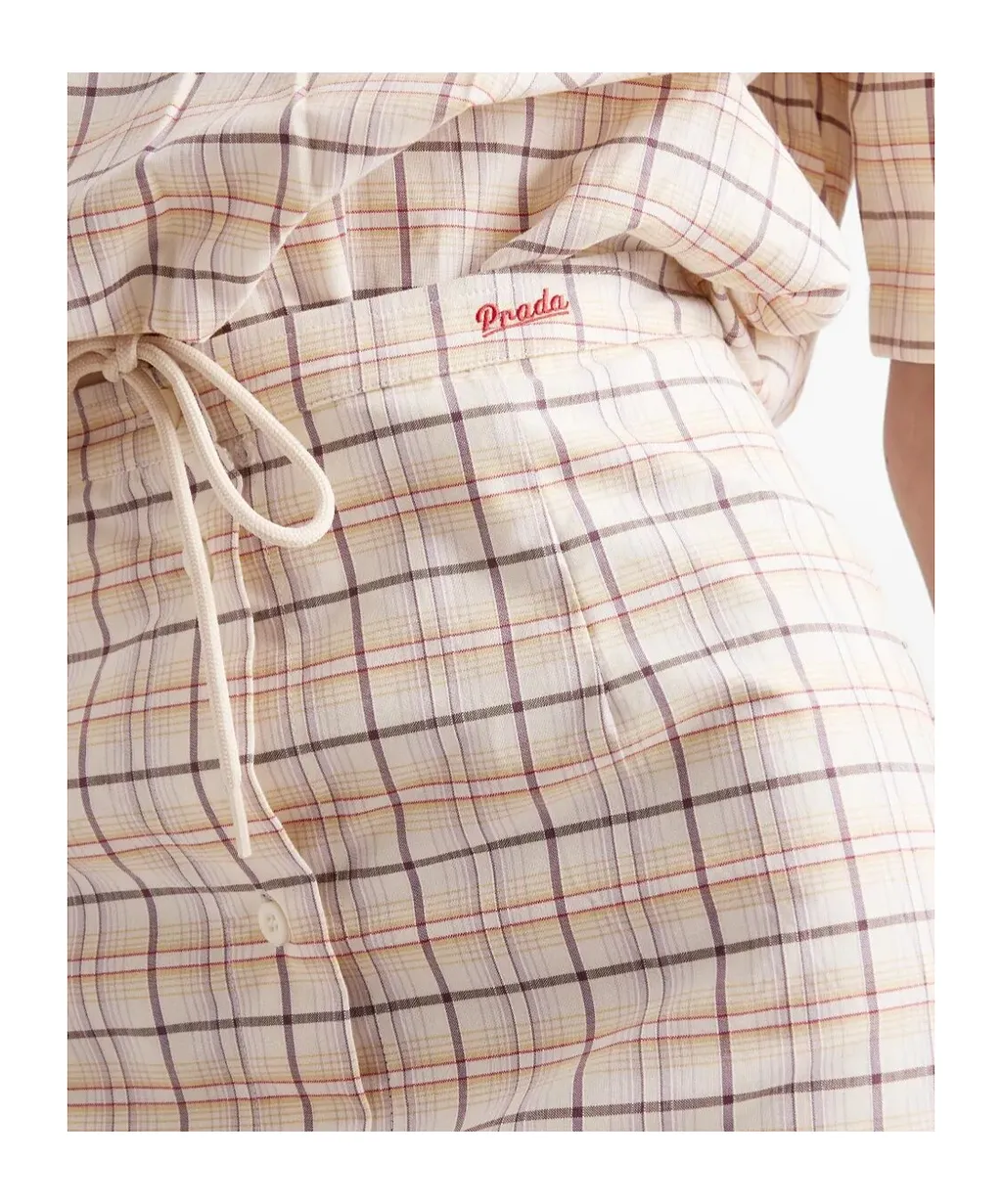 Checked Cotton Poplin Pencil Skirt