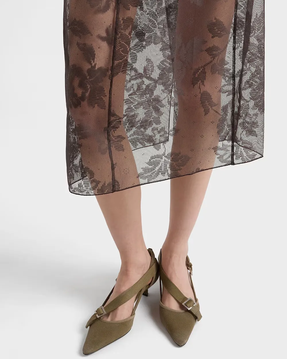 Chantilly Lace Midi-Skirt With Suspender Straps