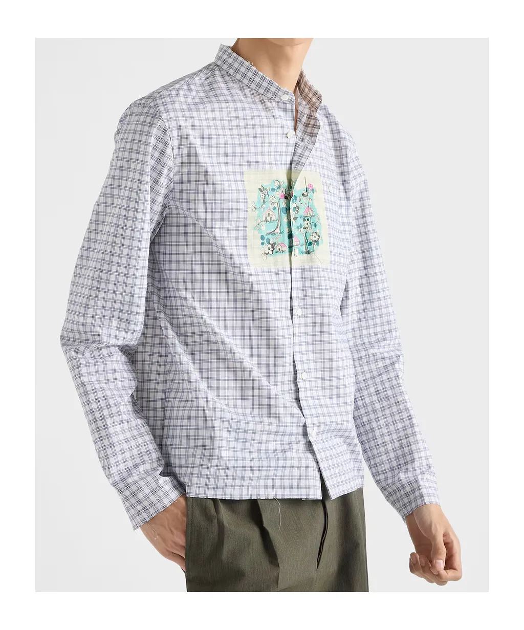 Prada Check Printed-Patch Shirt