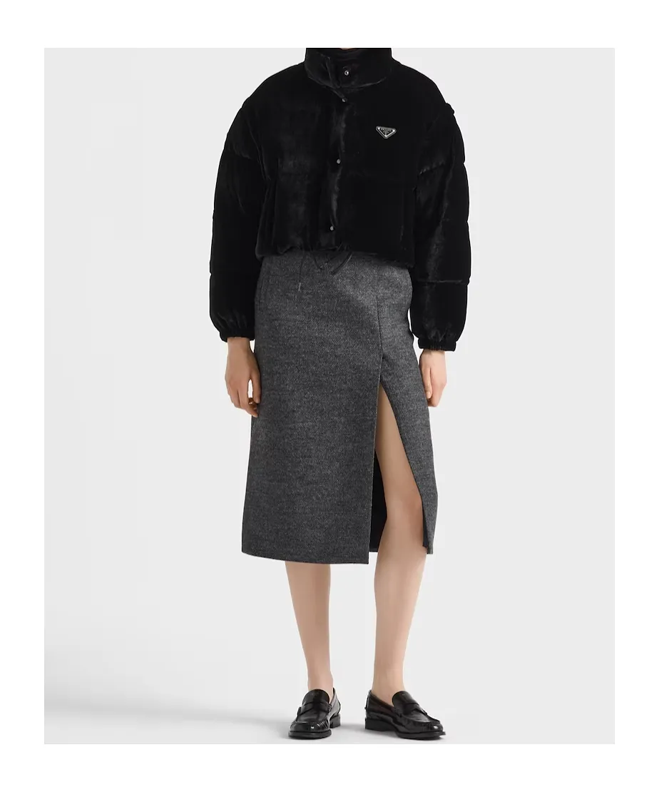 Convertible Cropped Velvet Down Jacket