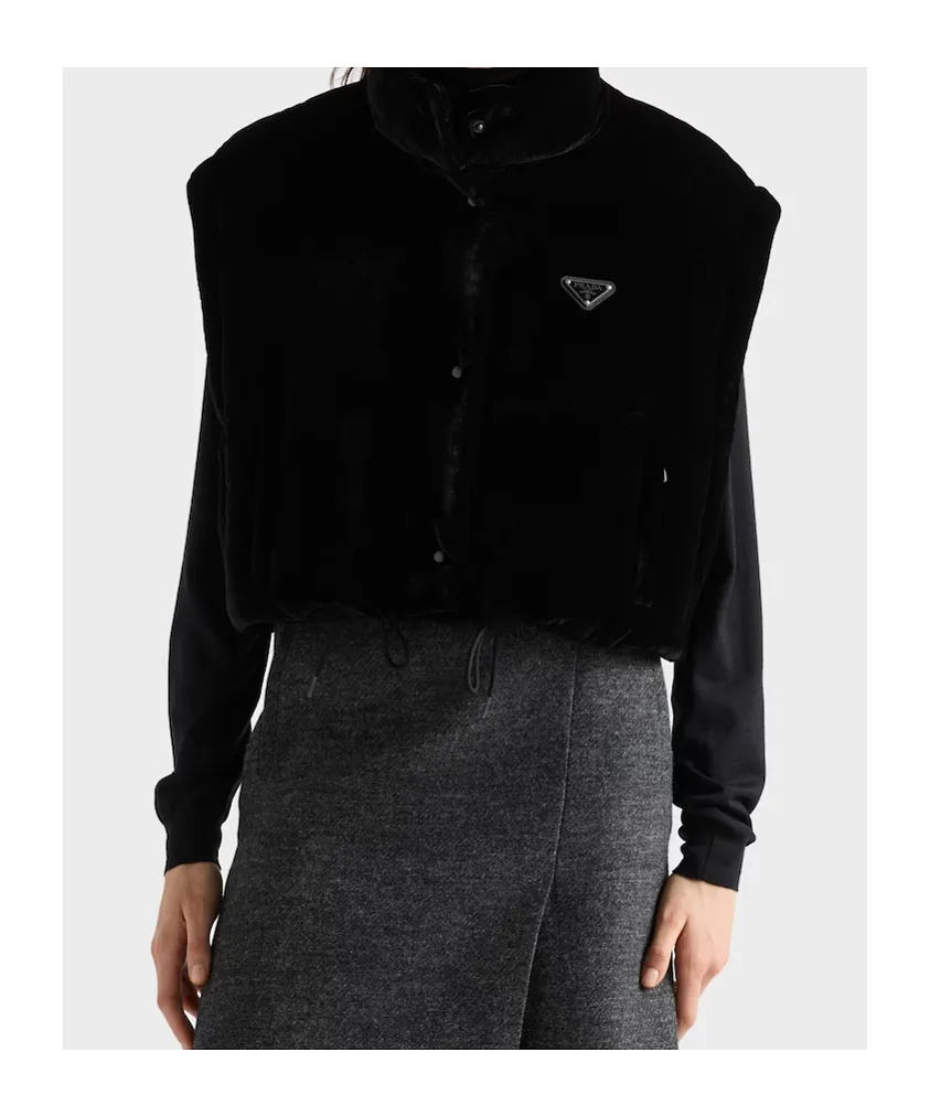 Convertible Cropped Velvet Down Jacket