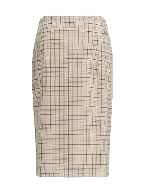 Checked Cotton Poplin Pencil Skirt
