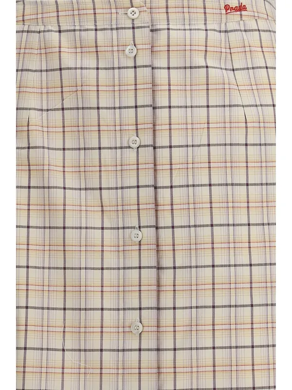 Checked Cotton Poplin Pencil Skirt