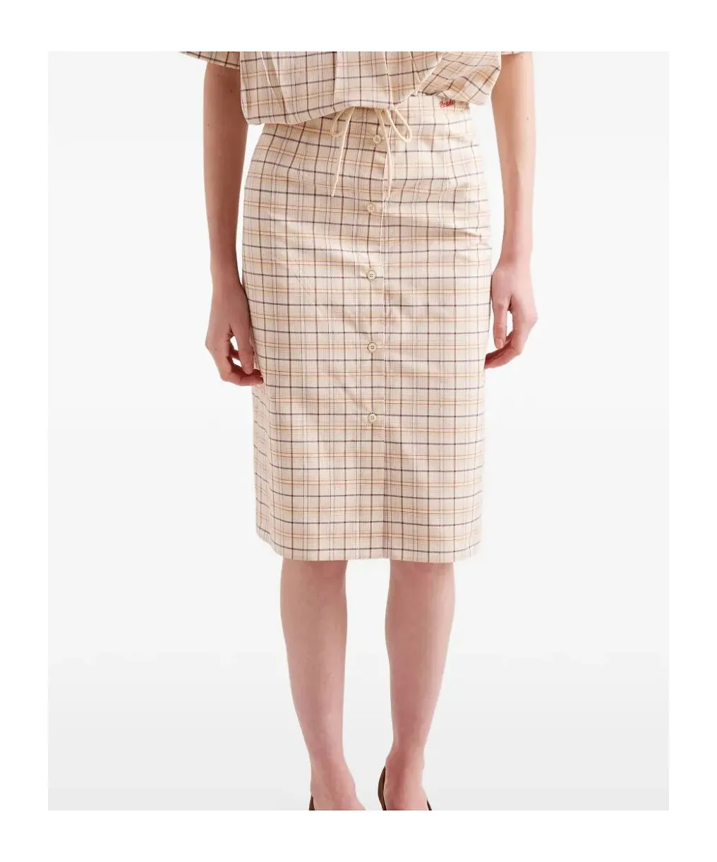 Checked Cotton Poplin Pencil Skirt